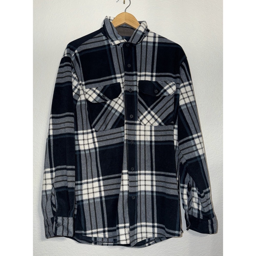 Wrangler Authentics Fleece Lined Flannel Shirt Jacket Plaid Men's Large